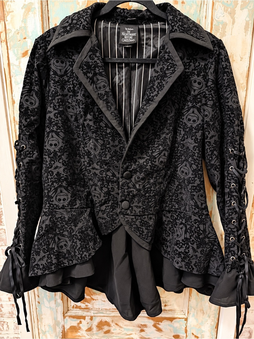 Disney Tim Burtons The Nightmare Before Christmas Black Gothic Tailcoat Jacket 2